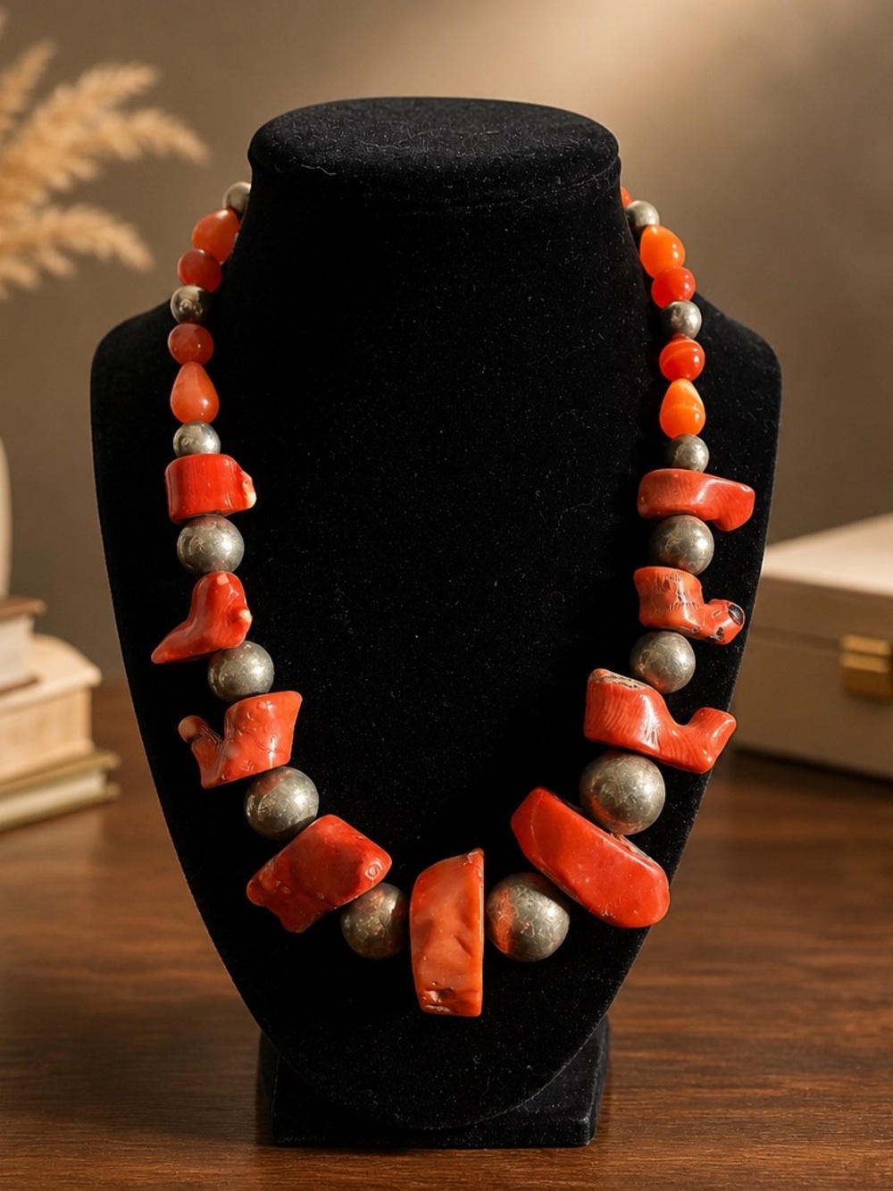 Bold Red Coral Statement Necklace - Women Jewelry